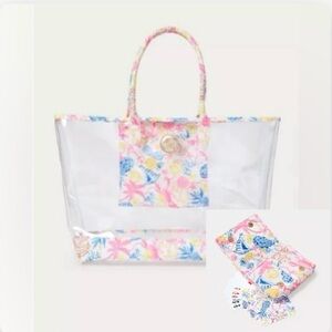 Lilly Pulitzer Beach Tote and Deck of Cards & Case Barefoot Beachcomber GWP NWT